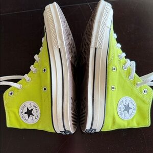 Converse High-Top Sneakers in Neon Lime Green